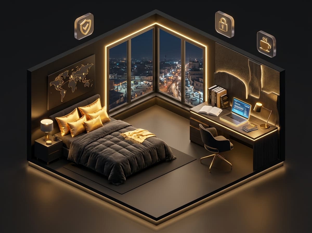 3D Luxury Female Student Hostel Room Illustration